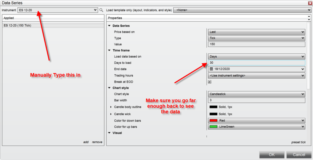 1 Minute Chart Settings