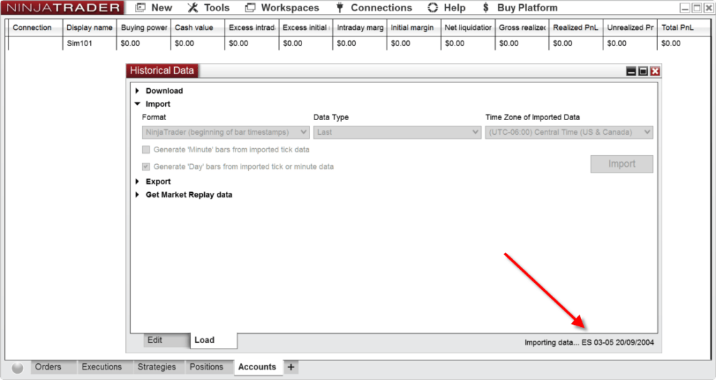 Importing 1 Minute Data