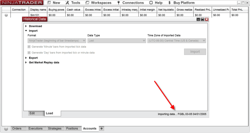 Importing tick data into NinjaTrader